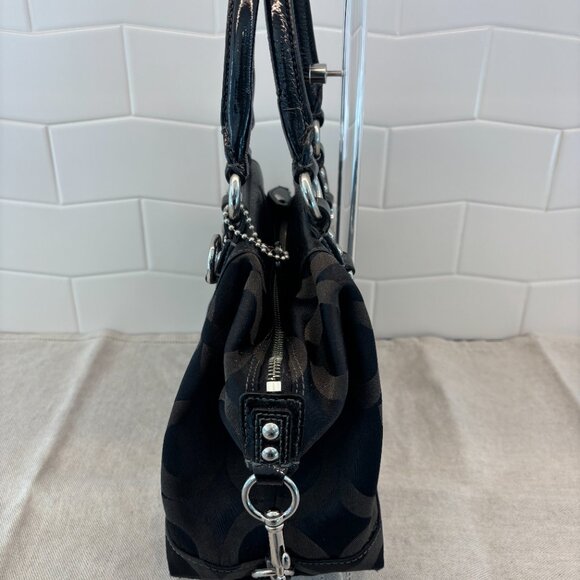 Coach Madison Sabrina Satchel - Leather and Canvas - Black - Picture 4 of 16